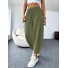 imageCicy Bell Womens Summer High Waisted Baggy Pants Casual Cotton Harem Capris Slacks with PocketsArmy Green