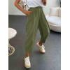 imageCicy Bell Womens Summer High Waisted Baggy Pants Casual Cotton Harem Capris Slacks with PocketsArmy Green