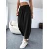 imageCicy Bell Womens Summer High Waisted Baggy Pants Casual Cotton Harem Capris Slacks with PocketsBlack