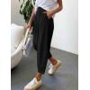 imageCicy Bell Womens Summer High Waisted Baggy Pants Casual Cotton Harem Capris Slacks with PocketsBlack