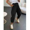 imageCicy Bell Womens Summer High Waisted Baggy Pants Casual Cotton Harem Capris Slacks with PocketsBlack