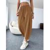 imageCicy Bell Womens Summer High Waisted Baggy Pants Casual Cotton Harem Capris Slacks with PocketsBrown