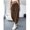 imageCicy Bell Womens Summer High Waisted Baggy Pants Casual Cotton Harem Capris Slacks with PocketsCoffee