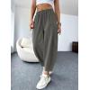 imageCicy Bell Womens Summer High Waisted Baggy Pants Casual Cotton Harem Capris Slacks with PocketsGrey