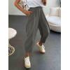 imageCicy Bell Womens Summer High Waisted Baggy Pants Casual Cotton Harem Capris Slacks with PocketsGrey