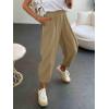 imageCicy Bell Womens Summer High Waisted Baggy Pants Casual Cotton Harem Capris Slacks with PocketsKhaki