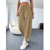 imageCicy Bell Womens Summer High Waisted Baggy Pants Casual Cotton Harem Capris Slacks with PocketsKhaki