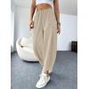 imageCicy Bell Womens Summer High Waisted Baggy Pants Casual Cotton Harem Capris Slacks with PocketsLight Khaki