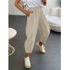 imageCicy Bell Womens Summer High Waisted Baggy Pants Casual Cotton Harem Capris Slacks with PocketsLight Khaki