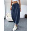 imageCicy Bell Womens Summer High Waisted Baggy Pants Casual Cotton Harem Capris Slacks with PocketsNavy