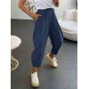 imageCicy Bell Womens Summer High Waisted Baggy Pants Casual Cotton Harem Capris Slacks with PocketsNavy