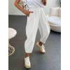 imageCicy Bell Womens Summer High Waisted Baggy Pants Casual Cotton Harem Capris Slacks with PocketsWhite