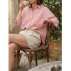 imageCicy Bell Womens Summer Oversized Button Down Shirts Half Sleeve V Neck Business Casual High Low Tops Loose Fit BlousesPink
