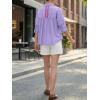 imageCicy Bell Womens Summer Oversized Button Down Shirts Half Sleeve V Neck Business Casual High Low Tops Loose Fit BlousesPurple