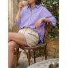 imageCicy Bell Womens Summer Oversized Button Down Shirts Half Sleeve V Neck Business Casual High Low Tops Loose Fit BlousesPurple