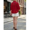 imageCicy Bell Womens Summer Oversized Button Down Shirts Half Sleeve V Neck Business Casual High Low Tops Loose Fit BlousesRed