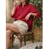 imageCicy Bell Womens Summer Oversized Button Down Shirts Half Sleeve V Neck Business Casual High Low Tops Loose Fit BlousesRed