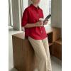 imageCicy Bell Womens Summer Oversized Button Down Shirts Half Sleeve V Neck Business Casual High Low Tops Loose Fit BlousesRed