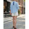 imageCicy Bell Womens Summer Oversized Button Down Shirts Half Sleeve V Neck Business Casual High Low Tops Loose Fit BlousesSky Blue