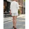 imageCicy Bell Womens Summer Oversized Button Down Shirts Half Sleeve V Neck Business Casual High Low Tops Loose Fit BlousesWhite