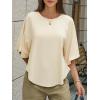 imageCicy Bell Womens Summer Oversized Tshirts Crew Neck Half Sleeve Casual Tops Flowy Irregular Hem TeesBeige