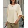 imageCicy Bell Womens Summer Oversized Tshirts Crew Neck Half Sleeve Casual Tops Flowy Irregular Hem TeesBeige