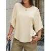 imageCicy Bell Womens Summer Oversized Tshirts Crew Neck Half Sleeve Casual Tops Flowy Irregular Hem TeesBeige