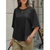imageCicy Bell Womens Summer Oversized Tshirts Crew Neck Half Sleeve Casual Tops Flowy Irregular Hem TeesBlack