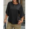 imageCicy Bell Womens Summer Oversized Tshirts Crew Neck Half Sleeve Casual Tops Flowy Irregular Hem TeesBlack