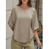 imageCicy Bell Womens Summer Oversized Tshirts Crew Neck Half Sleeve Casual Tops Flowy Irregular Hem TeesKhaki