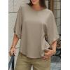imageCicy Bell Womens Summer Oversized Tshirts Crew Neck Half Sleeve Casual Tops Flowy Irregular Hem TeesKhaki