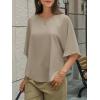 imageCicy Bell Womens Summer Oversized Tshirts Crew Neck Half Sleeve Casual Tops Flowy Irregular Hem TeesKhaki