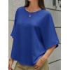imageCicy Bell Womens Summer Oversized Tshirts Crew Neck Half Sleeve Casual Tops Flowy Irregular Hem TeesNavy