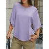 imageCicy Bell Womens Summer Oversized Tshirts Crew Neck Half Sleeve Casual Tops Flowy Irregular Hem TeesPurple