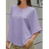 imageCicy Bell Womens Summer Oversized Tshirts Crew Neck Half Sleeve Casual Tops Flowy Irregular Hem TeesPurple