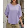 imageCicy Bell Womens Summer Oversized Tshirts Crew Neck Half Sleeve Casual Tops Flowy Irregular Hem TeesPurple
