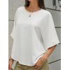 imageCicy Bell Womens Summer Oversized Tshirts Crew Neck Half Sleeve Casual Tops Flowy Irregular Hem TeesWhite