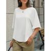 imageCicy Bell Womens Summer Oversized Tshirts Crew Neck Half Sleeve Casual Tops Flowy Irregular Hem TeesWhite