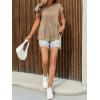 imageCicy Bell Womens Summer Peplum Blouse Casual Dressy Cap Sleeve Pleated Tops Ribbed Knit Crew Neck ShirtsKhaki