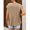 imageCicy Bell Womens Summer Peplum Blouse Casual Dressy Cap Sleeve Pleated Tops Ribbed Knit Crew Neck ShirtsKhaki