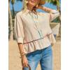 imageCicy Bell Womens Summer Peplum Blouses Half Sleeve Button Down Shirts Casual V Neck Ruffle TopsBeige