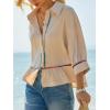 imageCicy Bell Womens Summer Peplum Blouses Half Sleeve Button Down Shirts Casual V Neck Ruffle TopsBeige