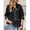 imageCicy Bell Womens Summer Peplum Blouses Half Sleeve Button Down Shirts Casual V Neck Ruffle TopsBlack