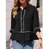 imageCicy Bell Womens Summer Peplum Blouses Half Sleeve Button Down Shirts Casual V Neck Ruffle TopsBlack
