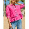 imageCicy Bell Womens Summer Peplum Blouses Half Sleeve Button Down Shirts Casual V Neck Ruffle TopsBright Pink