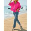 imageCicy Bell Womens Summer Peplum Blouses Half Sleeve Button Down Shirts Casual V Neck Ruffle TopsBright Pink