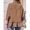 imageCicy Bell Womens Summer Peplum Blouses Half Sleeve Button Down Shirts Casual V Neck Ruffle TopsBrown