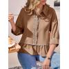imageCicy Bell Womens Summer Peplum Blouses Half Sleeve Button Down Shirts Casual V Neck Ruffle TopsBrown