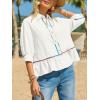 imageCicy Bell Womens Summer Peplum Blouses Half Sleeve Button Down Shirts Casual V Neck Ruffle TopsWhite