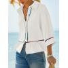 imageCicy Bell Womens Summer Peplum Blouses Half Sleeve Button Down Shirts Casual V Neck Ruffle TopsWhite